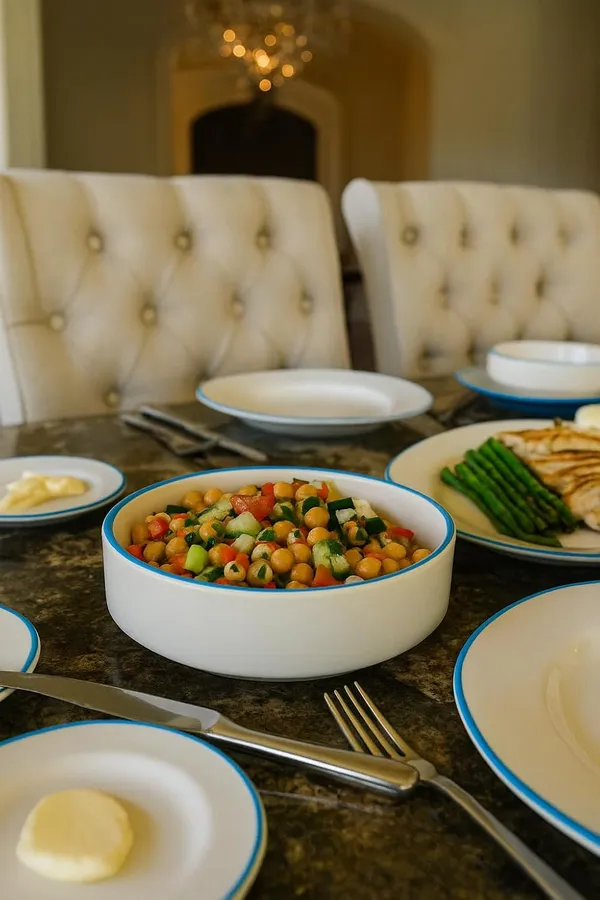 Off_White_With_Teal_Color_Rim_Matte_Finish_Ceramic_Stackable,_Serving_Flat_Bowl_(450_Ml)