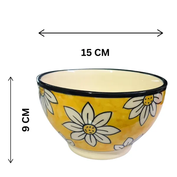 Yellow_Sunflower_Print_Ceramic_Serving/Snack_Bowl_(750_Ml)