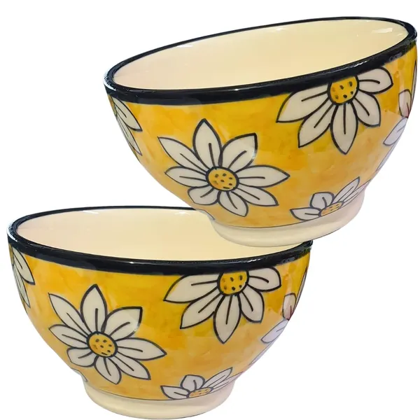 Yellow_Sunflower_Print_Ceramic_Serving/Snack_Bowl_(750_Ml)