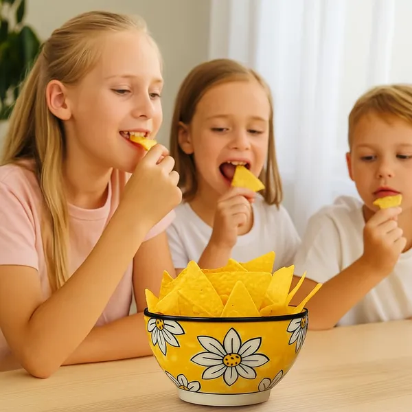 Yellow_Sunflower_Print_Ceramic_Serving/Snack_Bowl_(750_Ml)
