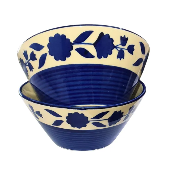 Glossy_Blue_&_White_Floral_Print_Ceramic_Serving/_Snack_Bowl_(500_Ml)
