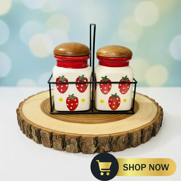 Strawberry_Ceramic_Canister_Set_of_2_Non-Toxic,_Lead-Free_Food_Storage_Jars_with_Natural_Wood_Lids_&_Metal_Caddy_Farmhouse_Cottage_Kitchen_Counter_Decor_for_Coffee,_Sugar,_Tea