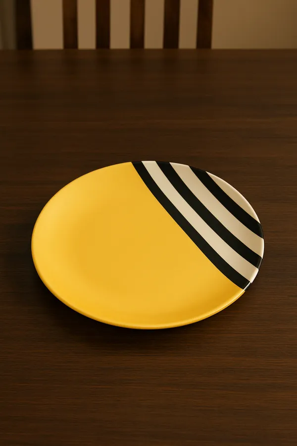 Handcrafted_Ceramic_Dinnerware_Set_of_3_(_Full_Plate,_Quarter_Plate_&_Katori),__Vibrant_Yellow_&_Striped_Design___I_Microwave_&_Dishwasher_Safe_I__Dinner_Serving_Set_for_Kitchen