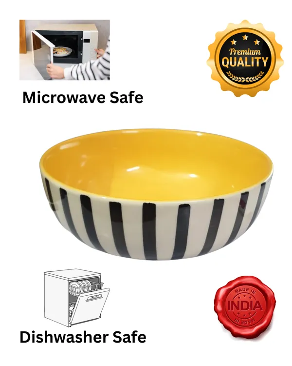 Handcrafted_Ceramic_Serving_Bowl_(Pack_of_1)_|_Yellow_Interior_&_Black_White_Striped_Design_|_8-Inch_Microwave_&_Dishwasher_Safe_|_Artisan_Made_in_India_for_Gravies,_Pasta,_&_Dinnerware