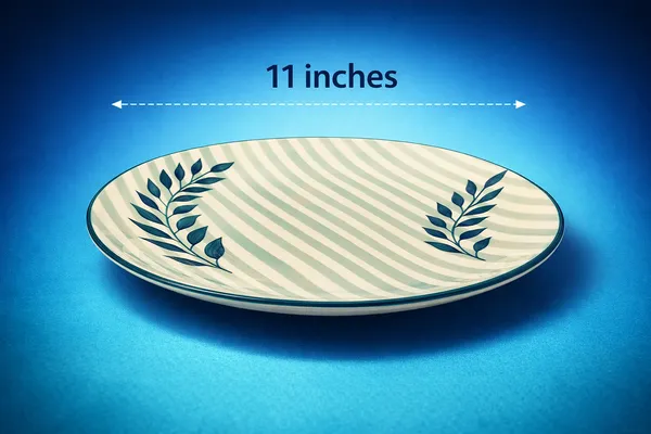 Leaf_Print_Ceramic_Dinner_Plate,_11-inch_Full_Plate_for_Dinner,_Made_in_India_-_Microwave_&_Dishwasher_Safe,_Non-Toxic_Lead-Free_Green/Beige_Tableware_(Set_of_2)