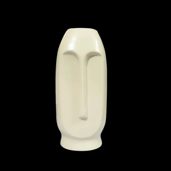White_Glossy_Finish_Ceramic_Oblong_Face_Shape_Flower_Vase_(10_In._Dia.)
