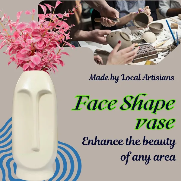 White_Glossy_Finish_Ceramic_Oblong_Face_Shape_Flower_Vase_(10_In._Dia.)