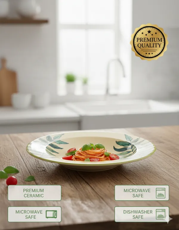 Premium_Ceramic_Pasta/Noodles_Plate_–_Non-Toxic,_Microwave_&_Dishwasher_Safe_–_Elegant_Leaf_Design_–_Cream_Color_Base,_Handpainted,_Stylish_Dinnerware_for_Modern_Dining_(Pack_of_1)