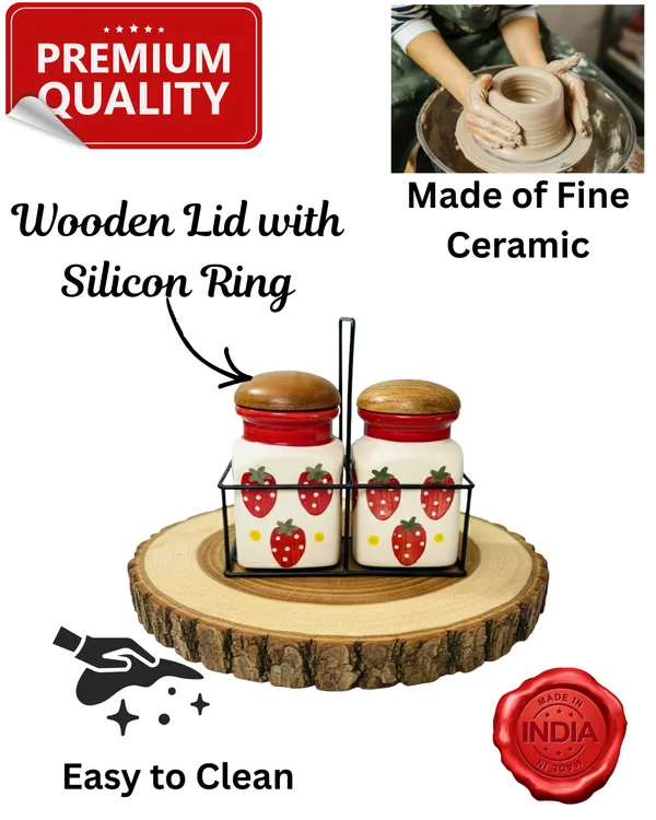 Strawberry_Ceramic_Canister_Set_of_2_Non-Toxic,_Lead-Free_Food_Storage_Jars_with_Natural_Wood_Lids_&_Metal_Caddy_Farmhouse_Cottage_Kitchen_Counter_Decor_for_Coffee,_Sugar,_Tea