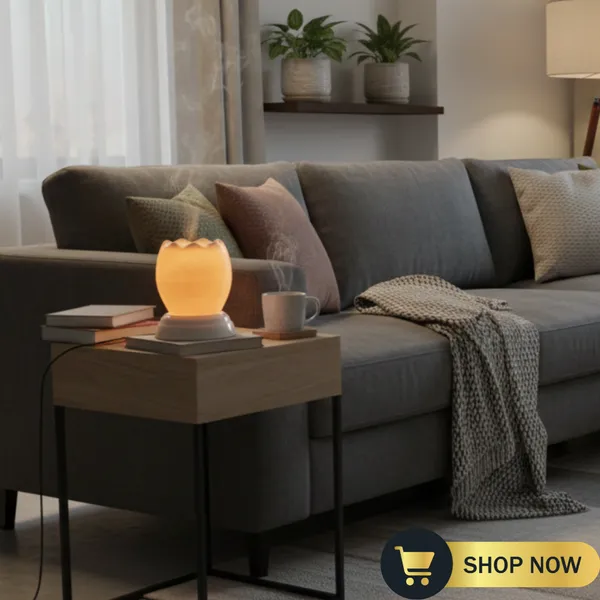White_Elegant_Electric_Aroma_Oil_Burner/Diffuser_For_Home_Fragrance_&_Aromatherapy_(Free_Aroma_Oil)_(10L_X_10W_X_12H_Cm)