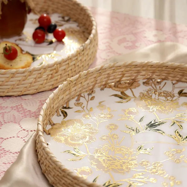 Multicolor_Wooden_And_Cane_Wooden_Enamel_Coated_Round_Set_Of_2_Trays_With_Cane_Border_,_Serving_Tray_For_Home_&_Dining_Table_,_Cane_Multipurpose_Trays_(_(33X33||28X28)Cm_)_(Set_Of_2)