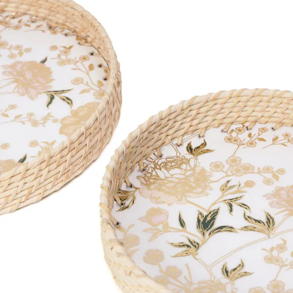 Multicolor_Wooden_And_Cane_Wooden_Enamel_Coated_Round_Set_Of_2_Trays_With_Cane_Border_,_Serving_Tray_For_Home_&_Dining_Table_,_Cane_Multipurpose_Trays_(_(33X33||28X28)Cm_)_(Set_Of_2)