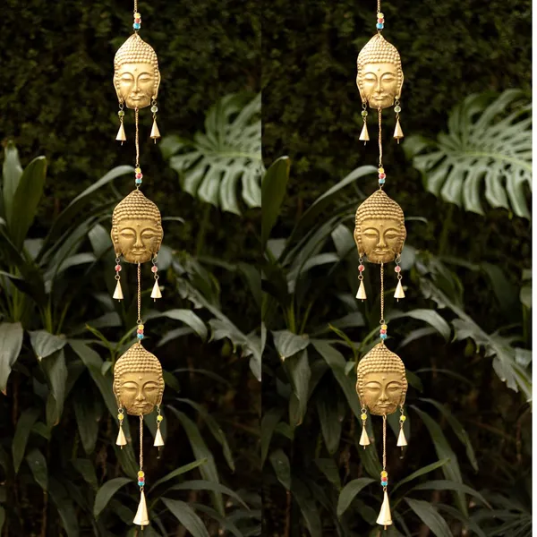 Pack_of_2_Metal_Wall_Hanging_Buddha_Face_design_Latkan_with__Hanging_Bells