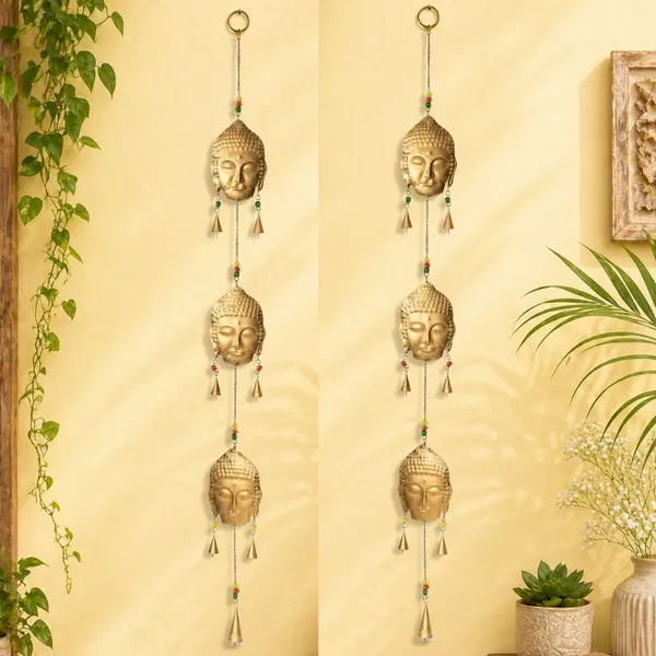 Pack_of_2_Metal_Wall_Hanging_Buddha_Face_design_Latkan_with__Hanging_Bells