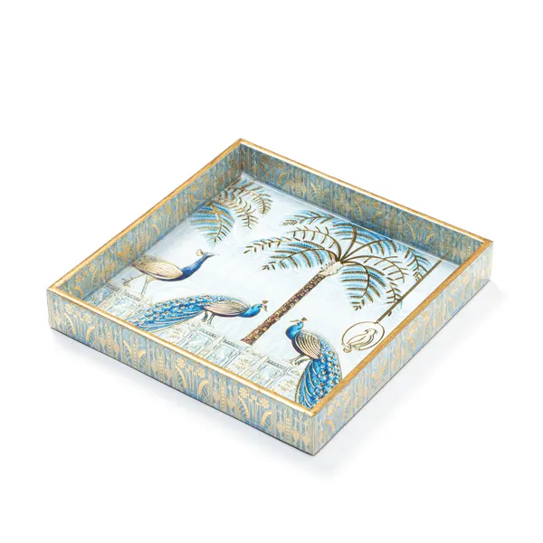 Wooden_Enamel_Coated_Square_Serving_Tray_with_Peacock_Design_For_Home_&_Dining_Table_,_Multipurpose_Tray_,_Serving_Tray