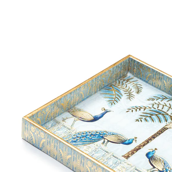 Wooden_Enamel_Coated_Square_Serving_Tray_with_Peacock_Design_For_Home_&_Dining_Table_,_Multipurpose_Tray_,_Serving_Tray