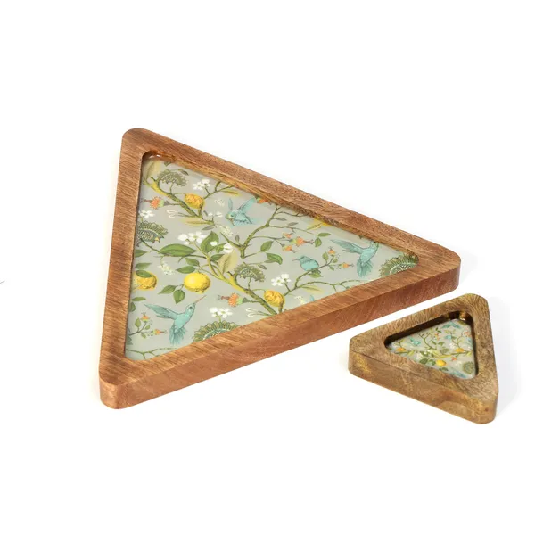 Multicolor_Wooden_Enamel_Coated_Triangular_Serving_Platter_With_Bowl_In_Mangowood_,_Snacks_Platter_For_Home_&_Dining_Table_,_Chip_N_Dip_Platter_,_Serving_Tray_(_(23X22||8X9)Cm_)_(Set_Of_2)