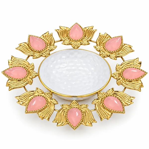 11_Inch_Metal_Urli_with_Pink_Enamel_Coating_&_8_Lotus_Diya_Holders_|_Decorative_Floating_Flower_Bowl_for_Diwali,_Pooja,_Festive_Decoration,_Home_Décor_&_Gifting