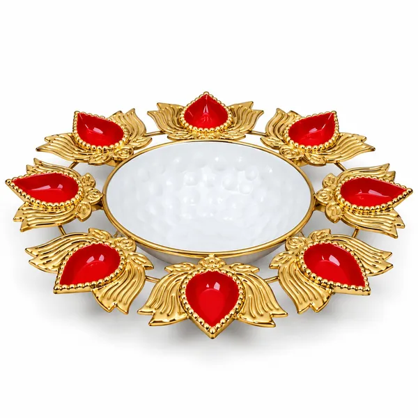 11_Inch_Metal_Urli_with_Red_Enamel_Coating_&_8_Lotus_Diya_Holders_|_Decorative_Floating_Flower_Bowl_for_Diwali,_Pooja,_Festive_Decoration,_Home_Décor_&_Gifting