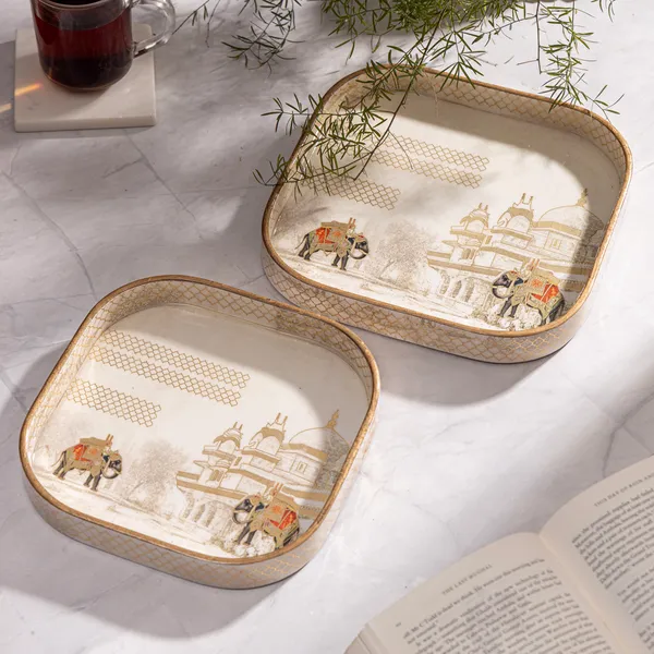 Wooden_Enamel_Coated_Square_Set_of_2_Trays_|_Serving_Tray_for_Home_&_Dining_Table_|_Printed_Multipurpose_Trays__(8x8_,_9x9_Inches)