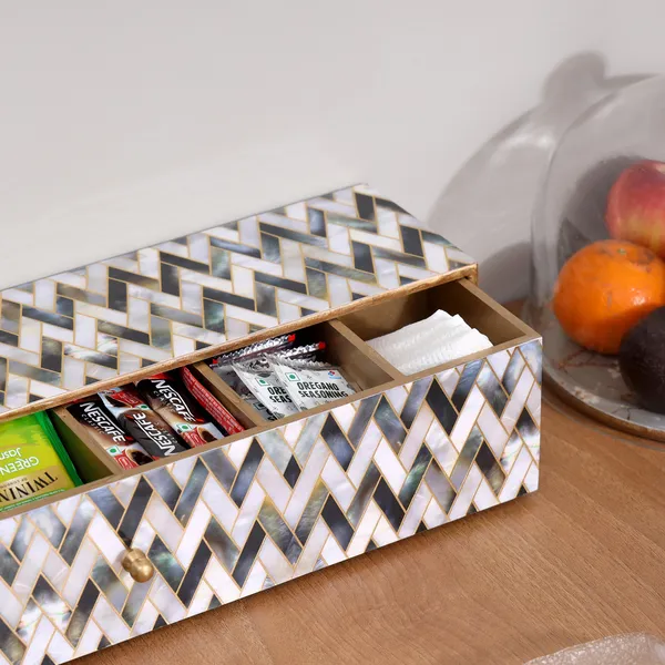 White_&_Silver_Wooden_Enamel_Coated_Premium_Waterproof_Multipurpose_Organizer_Box_,_Wooden_Box_,_Teabag_Box_,_Long_Rectangle_Storage_Box_(_(47X10X10)Cm_)