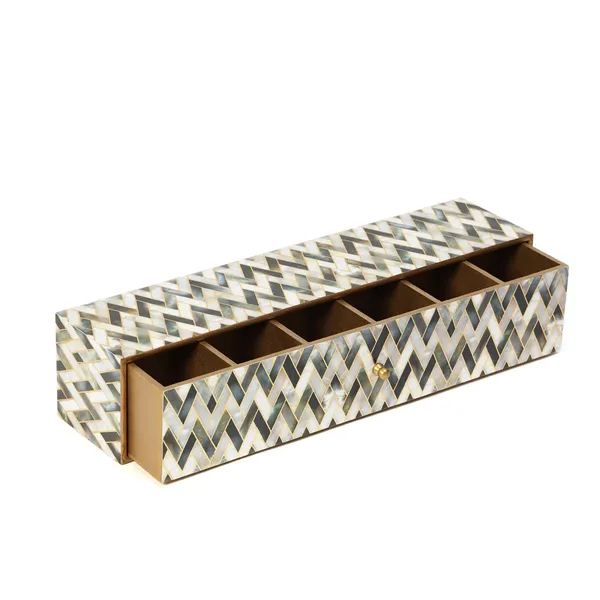 White_&_Silver_Wooden_Enamel_Coated_Premium_Waterproof_Multipurpose_Organizer_Box_,_Wooden_Box_,_Teabag_Box_,_Long_Rectangle_Storage_Box_(_(47X10X10)Cm_)