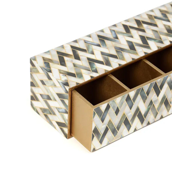 White_&_Silver_Wooden_Enamel_Coated_Premium_Waterproof_Multipurpose_Organizer_Box_,_Wooden_Box_,_Teabag_Box_,_Long_Rectangle_Storage_Box_(_(47X10X10)Cm_)