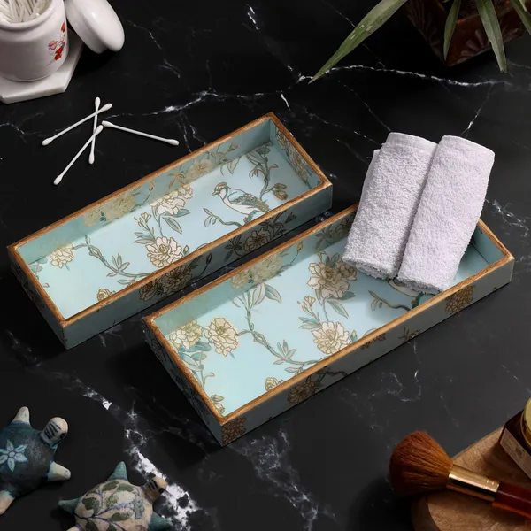 Wooden_Enamel_Coated_Rectangle_Set_of_2_Trays_|_Serving_Tray_for_Home_&_Dining_Table_|_Printed_Multipurpose_Trays__(12x5_,_11x4_Inches)