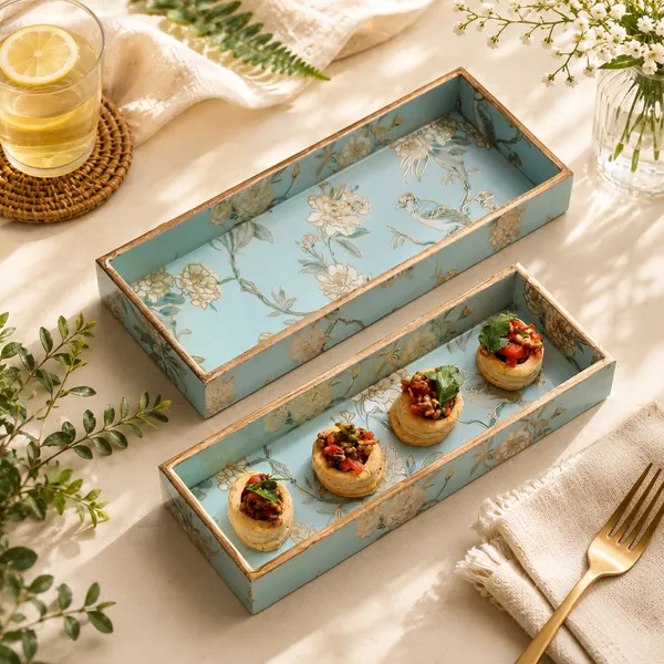 Wooden_Enamel_Coated_Rectangle_Set_of_2_Trays_|_Serving_Tray_for_Home_&_Dining_Table_|_Printed_Multipurpose_Trays__(12x5_,_11x4_Inches)