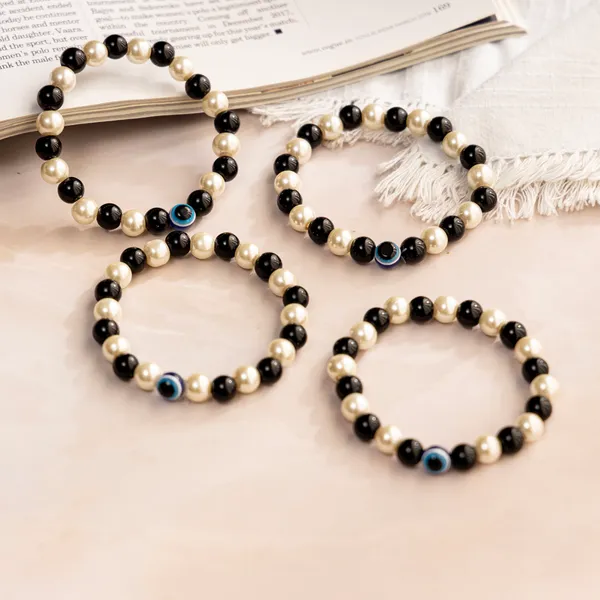 Pack_of_4_Black_&_White_Beaded_Handmade_Evil_Eye_Nazariya_Bracelet_For_Men_and_Women_|_Beaded_Stretch_Bracelet_with_Evil_Eye_Bead_|__Stackable_Daily_Wear_Protection_Bracelet