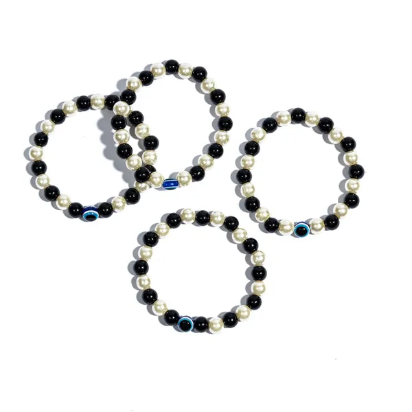 Pack_of_4_Black_&_White_Beaded_Handmade_Evil_Eye_Nazariya_Bracelet_For_Men_and_Women_|_Beaded_Stretch_Bracelet_with_Evil_Eye_Bead_|__Stackable_Daily_Wear_Protection_Bracelet