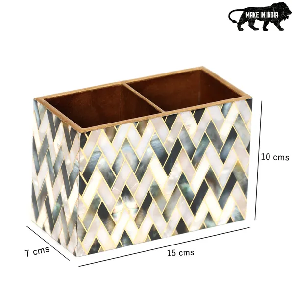 Enamel_Coated_Multiutility_Wooden_Holders_with_2_Sections_|_Trending_Spoon_Stand_Chammach_Holder|_Pen_Stand_(15xX10_cm)