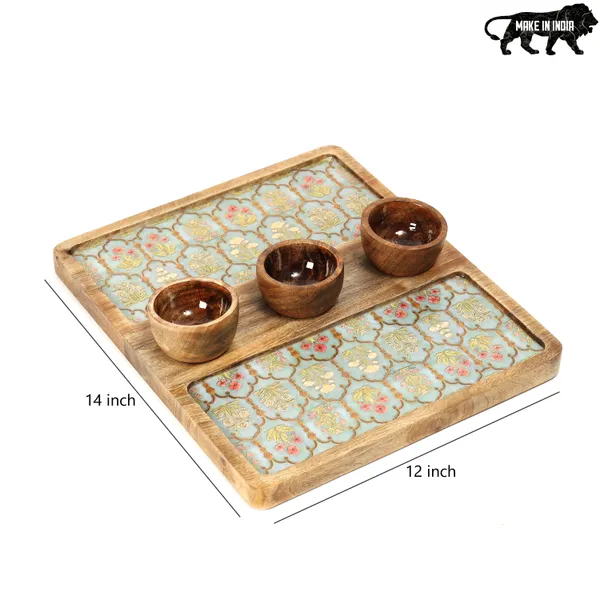 Enamel_Coated_Rectangle_Serving_Platter_with3_Bowls_in_Mangowood_|Snacks_Platter_for_Home_&_Dining_Table_|_Chip_n_Dip_Platter_with_Handle_|_Serving_Tray_(12_Inches)