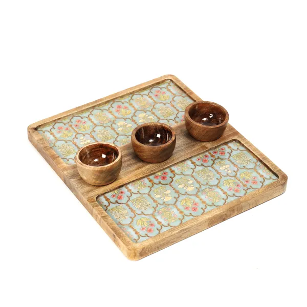 Enamel_Coated_Rectangle_Serving_Platter_with3_Bowls_in_Mangowood_|Snacks_Platter_for_Home_&_Dining_Table_|_Chip_n_Dip_Platter_with_Handle_|_Serving_Tray_(12_Inches)