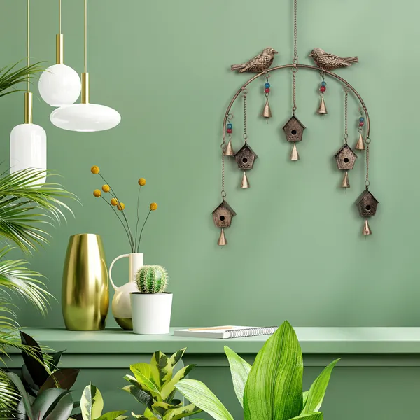 BirdHouse_Design_Metal_Wall_Hanging_|_Trending_Windchime_with_Hanging_Bells