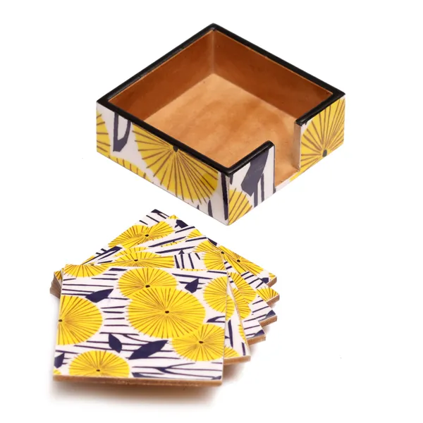 Yellow_&_Blue_Wooden_Set_Of_6_Enamel_Coated_Wooden_Coasters_With_Stand_For_Home_And_Dining_Table_,_Stylish_Coasters_For_Tea_Coffee_And_Bar_(_(10X10)Cm_)