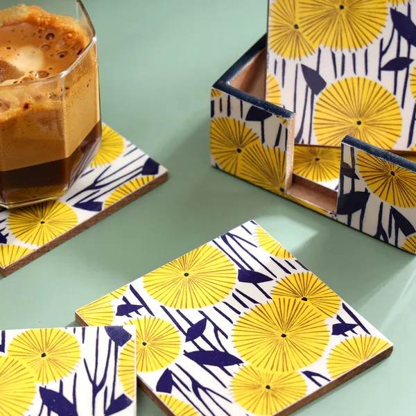 Yellow_&_Blue_Wooden_Set_Of_6_Enamel_Coated_Wooden_Coasters_With_Stand_For_Home_And_Dining_Table_,_Stylish_Coasters_For_Tea_Coffee_And_Bar_(_(10X10)Cm_)