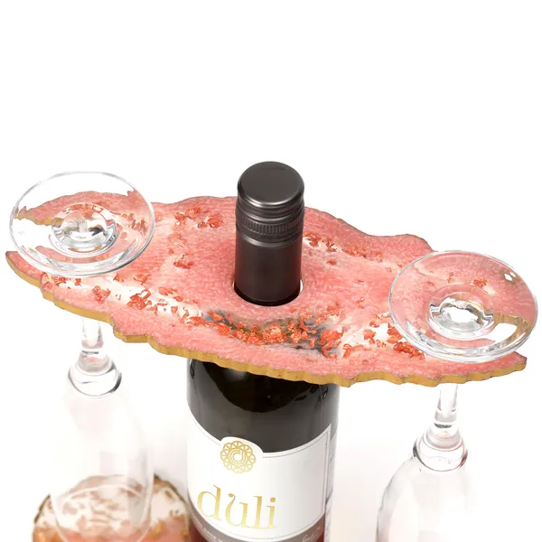 Pink_Resin_Wine_Bottle_Holder_In_Resin_For_Home_And_Dining_Table_Decor_(_(24X10)Cm_)