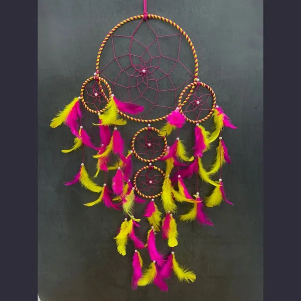 Pack_of_2_Big_Dream_Catcher_Wall_Hanging_with_5_Ring_with_Multicolor_Feathers_for_Home_Décor,_Festive_Gifting_Hanging_Decoration_(29.5x7.5_inch)