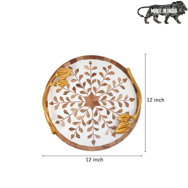 Bown_&_White_Wooden_Resin_Round_Serving_Platter_With_Inlay_Work_In_Resin_And_Wood_,_Snacks_And_Cheese_Platter_For_Home_&_Dining_Table_,_Multipurpose_Tray_With_Handles_(_(30X30)Cm_)