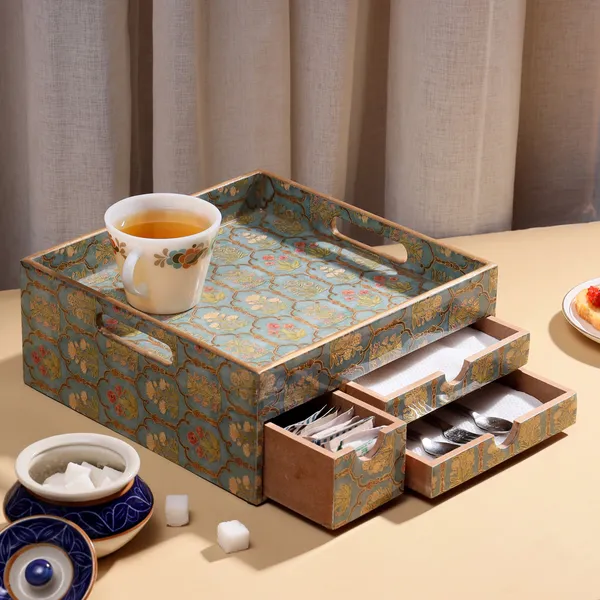 Multicolor_Wooden_Wooden_Enamel_Coated_Multi_Serving_Tray_With_3_Drawers_For_Home_,_Multi_Storage_Organizer_Tray_,_Dining_Tray_,_Drawer_Tray_(_(25X25X12)Cm_)