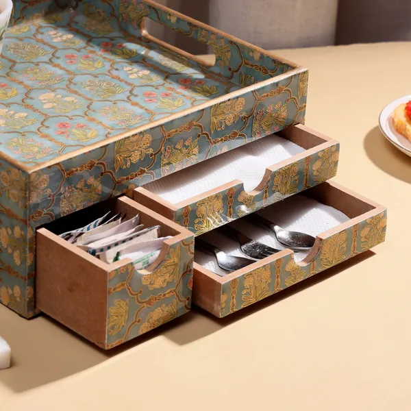 Multicolor_Wooden_Wooden_Enamel_Coated_Multi_Serving_Tray_With_3_Drawers_For_Home_,_Multi_Storage_Organizer_Tray_,_Dining_Tray_,_Drawer_Tray_(_(25X25X12)Cm_)