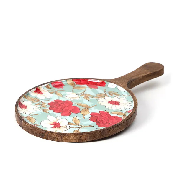 Red_&_Blue_Wooden_Enamel_Coated_Round_Pizza_Serving_Platter_In_Mangowood_,_Snacks_Platter_For_Home_&_Dining_Table_,_Multipurpose_Tray_,_Serving_Tray_With_Handle_(_(25X25)Cm_)