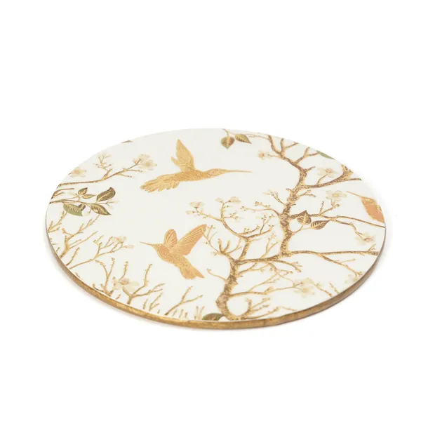 White_&_Gold_Wooden_Set_Of_2_Enamel_Coated_Round_Wooden_Trivets_For_Home_,_Waterproof_Printed_Big_Coasters_For_Table_(_(20X20)Cm_)_(Set_Of_2)