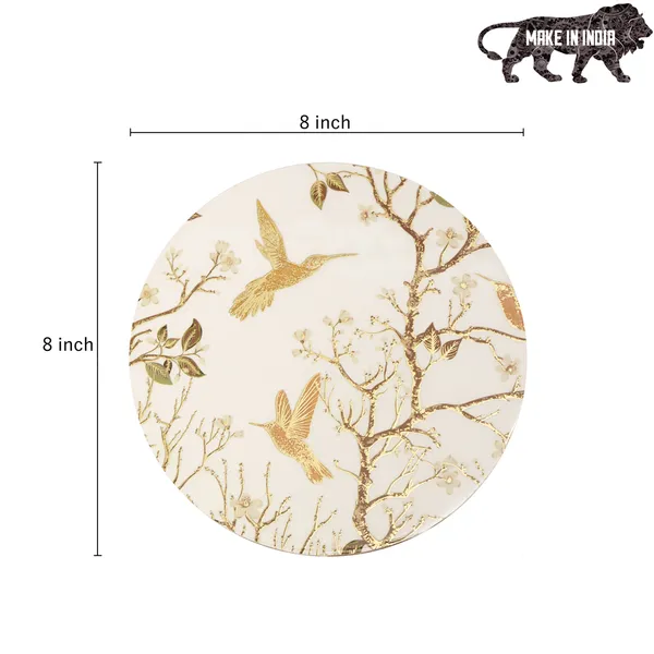White_&_Gold_Wooden_Set_Of_2_Enamel_Coated_Round_Wooden_Trivets_For_Home_,_Waterproof_Printed_Big_Coasters_For_Table_(_(20X20)Cm_)_(Set_Of_2)