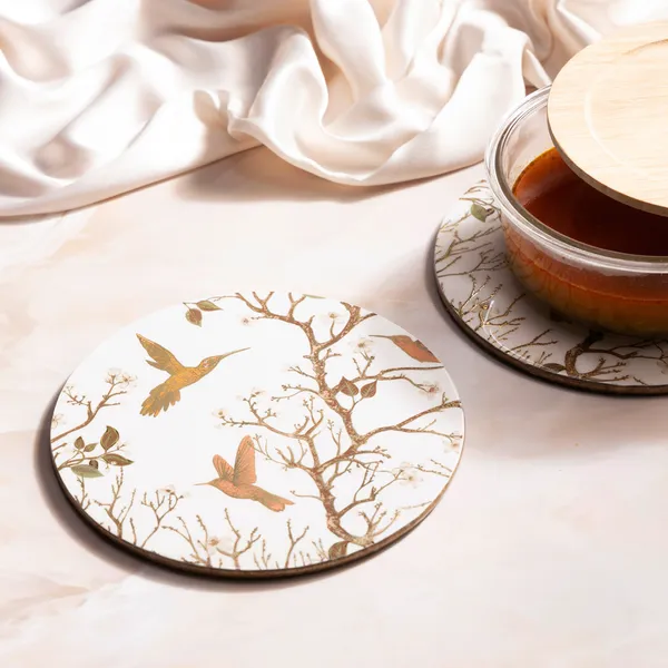 White_&_Gold_Wooden_Set_Of_2_Enamel_Coated_Round_Wooden_Trivets_For_Home_,_Waterproof_Printed_Big_Coasters_For_Table_(_(20X20)Cm_)_(Set_Of_2)