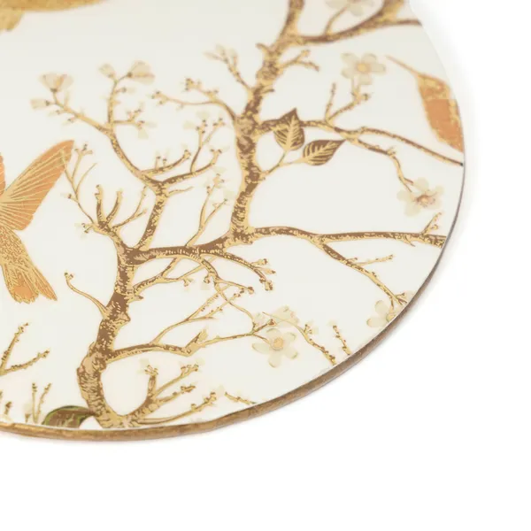 White_&_Gold_Wooden_Set_Of_2_Enamel_Coated_Round_Wooden_Trivets_For_Home_,_Waterproof_Printed_Big_Coasters_For_Table_(_(20X20)Cm_)_(Set_Of_2)