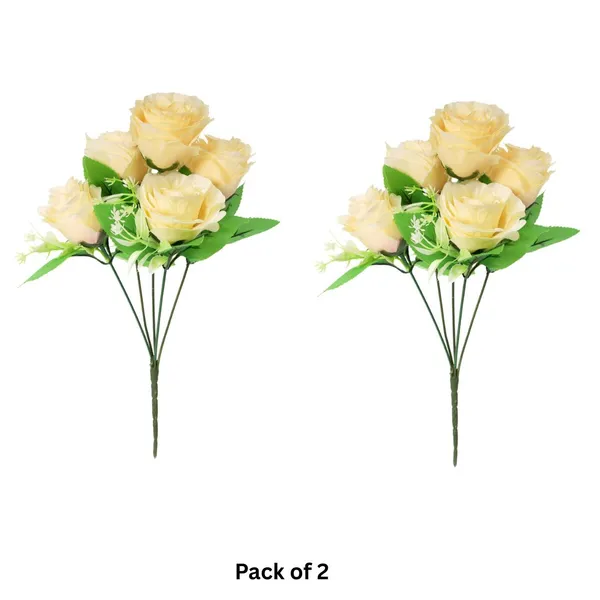 Artificial_Big_Champagne_Rose_Flower_Bunch_With_Green_Leaves_Decorative_Floral_Arrangement_For_Home_Living_Room_Bedroom_Table_Centerpiece_Decoration_Gift_Item_Pack_of_2_(Vase_Not_Included)