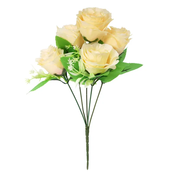 Artificial_Big_Champagne_Rose_Flower_Bunch_With_Green_Leaves_Decorative_Floral_Arrangement_For_Home_Living_Room_Bedroom_Table_Centerpiece_Decoration_Gift_Item_Pack_of_2_(Vase_Not_Included)