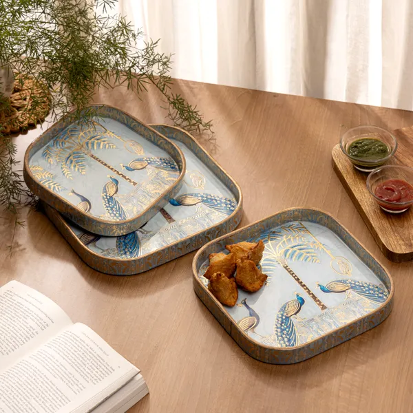 Set_of_3_Square_Curved_Wooden_Enamel_Coated_Serving_Trays_For_Home_&_Dining_Table_,_Multipurpose_Tray_Set